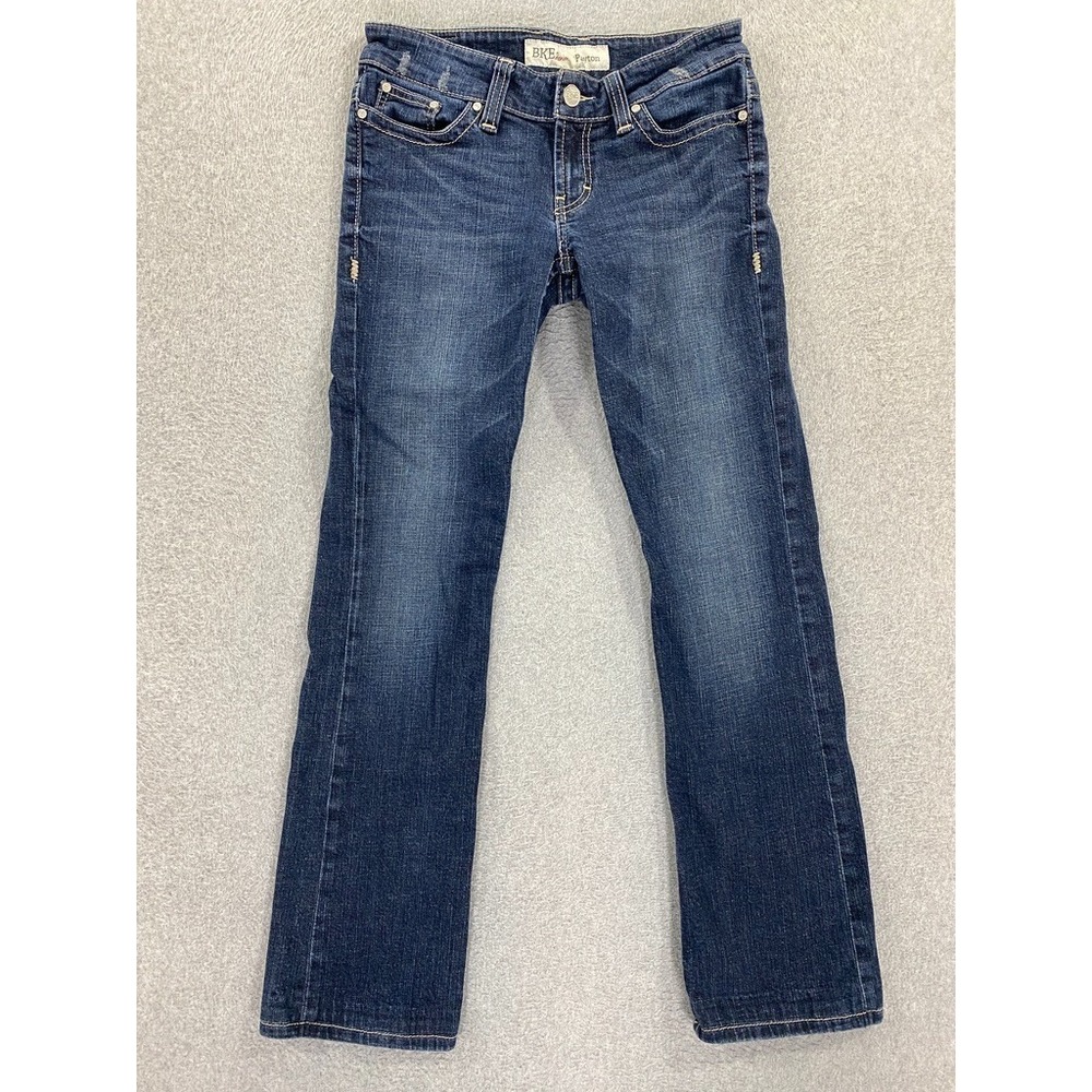 BKE Payton Bootcut Jeans Women 28L (Fit 29x31) Dark Wash Contrast Stitch Stretch